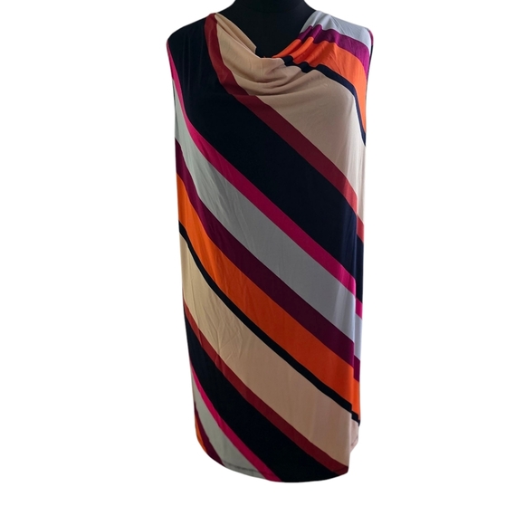 Kim Rogers Women's Plus Cowl Neck Stripe Colorblock Midi Dress Size 3X - Picture 2 of 7
